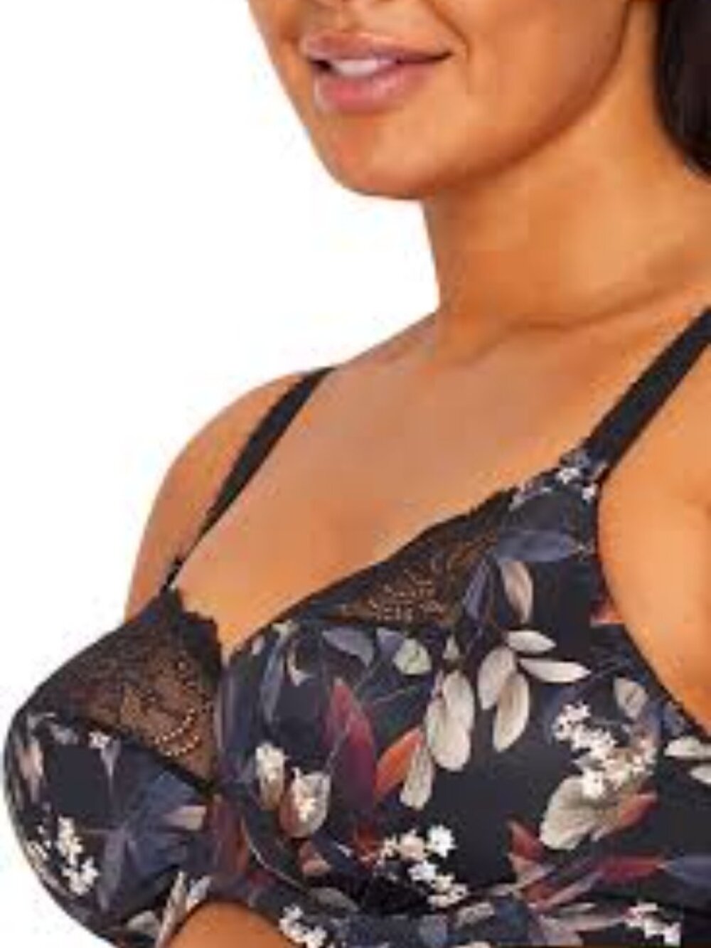 Elomi Morgan Lace Banded Underwire Bra Midnight Garden Black US36L UK36HH